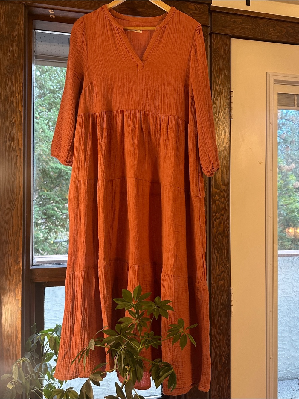 Marine Layer Cotton gauze Maxi Dress in Coral